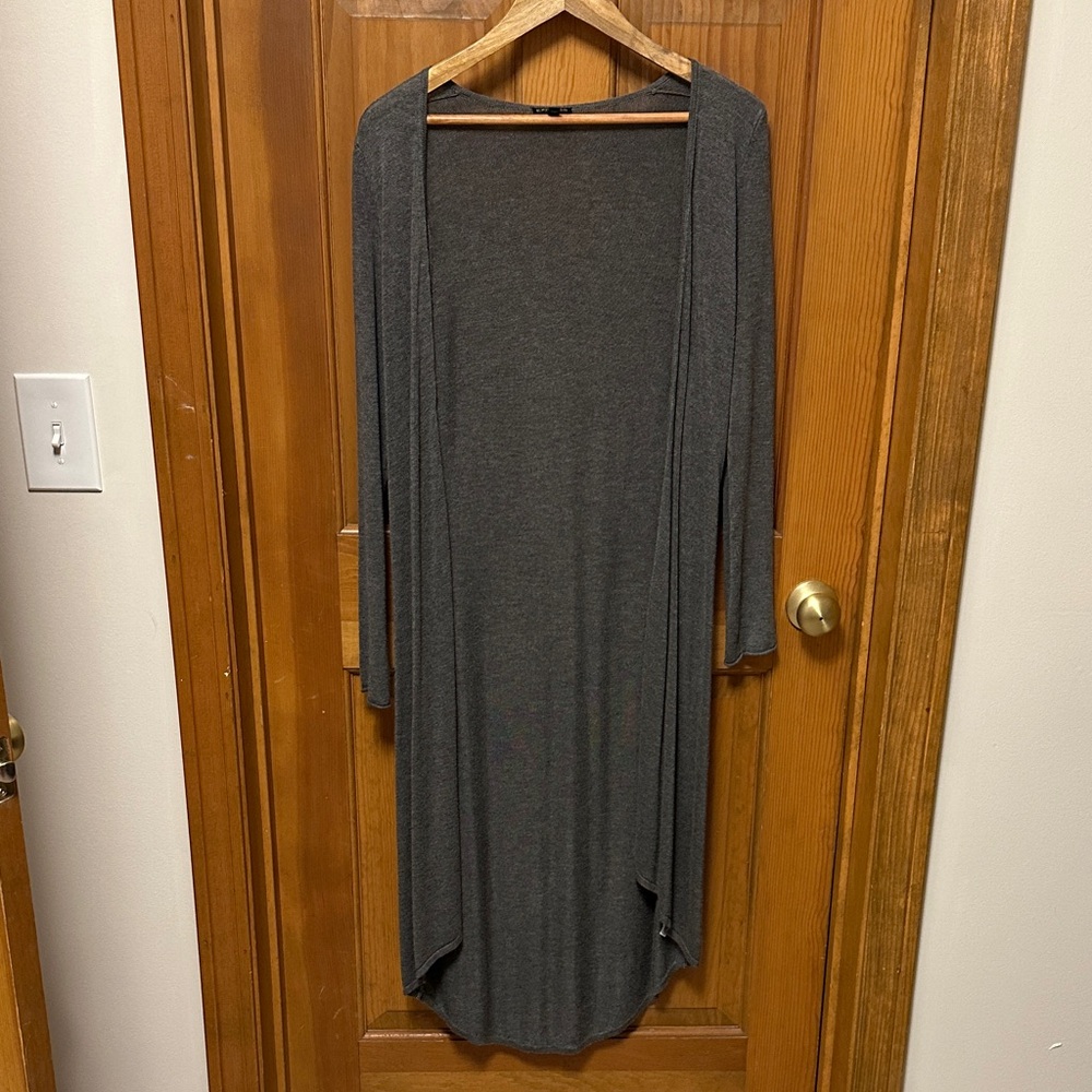 Women's Express Charcoal Long Open Stitch Duster Cardigan